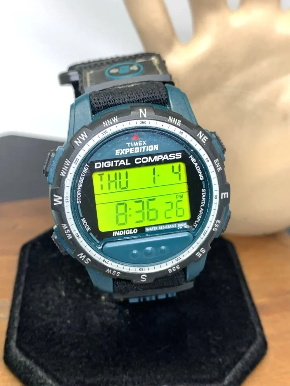 Timex Men's Watch Expedition Digital Compass Quartz Indiglo Nylon Strap 42mm